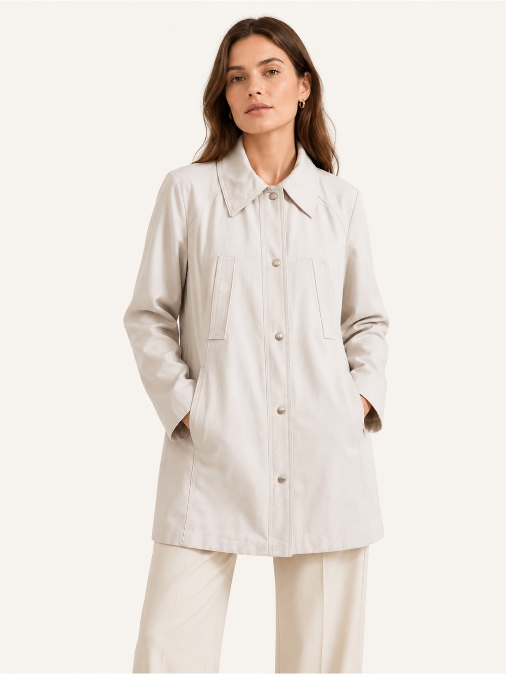 Vintage 60s Jerold Trench Coat Tan Mid Century Snap Front L